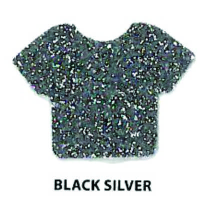 Siser HTV Vinyl Glitter Black SIlver 12"x20" Sheet